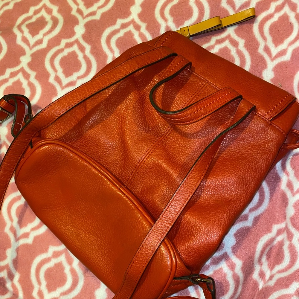 Coach Backpack genuine leather red color EUC